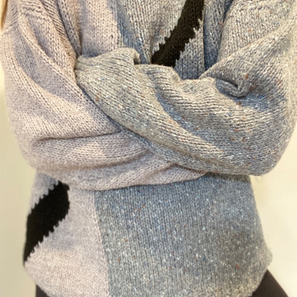 Vintage Handmade 90’s Ski Pullover – Women’s M/L – Grey Colourblock with Diagona - Picture 3 of 4